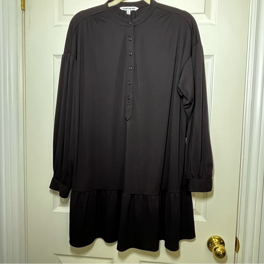Elizabeth and James Black Tunic Long Sleeve Dress Size Medium